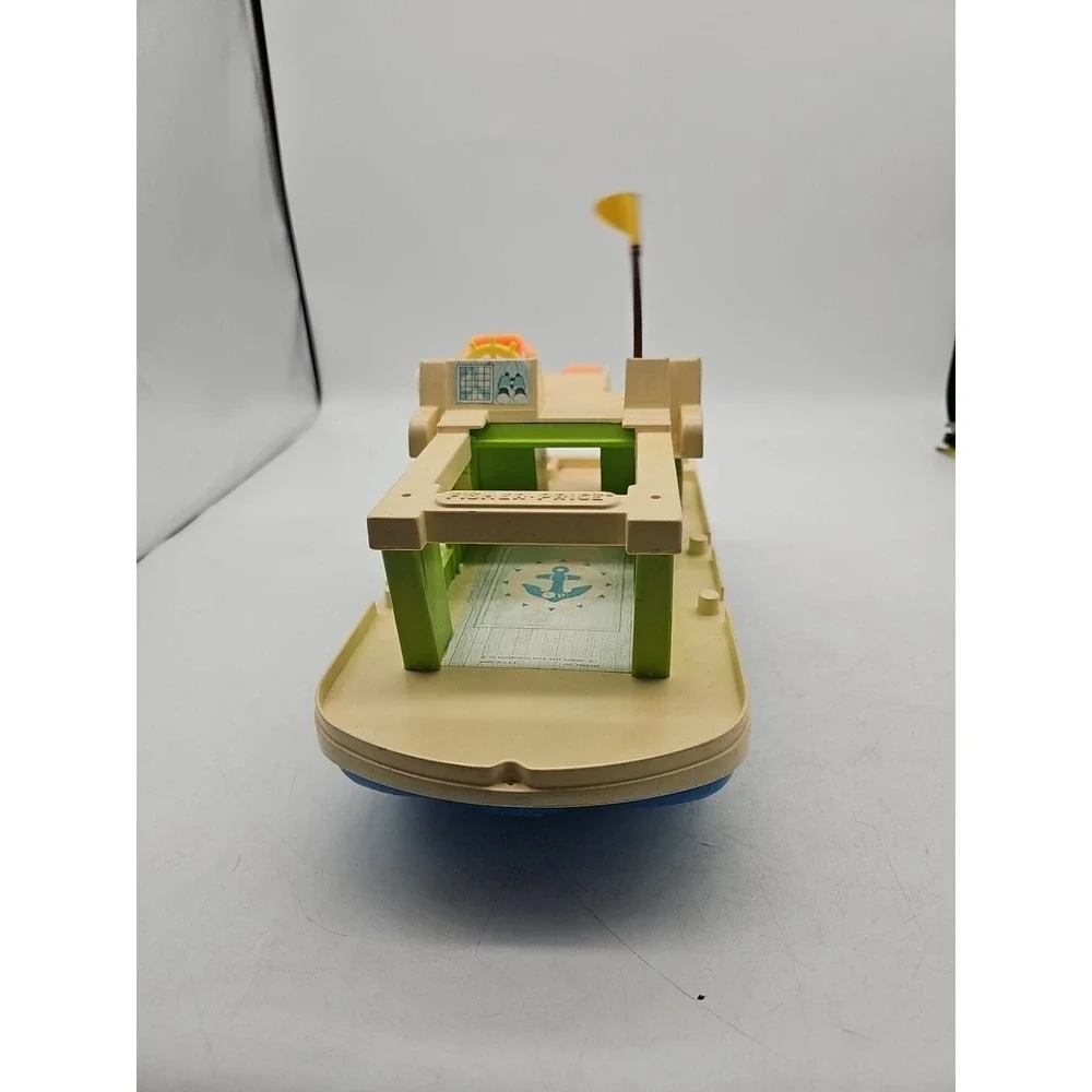 Vintage 1972 Fisher Price Little People Houseboat Happy House Boat Toy #985‎